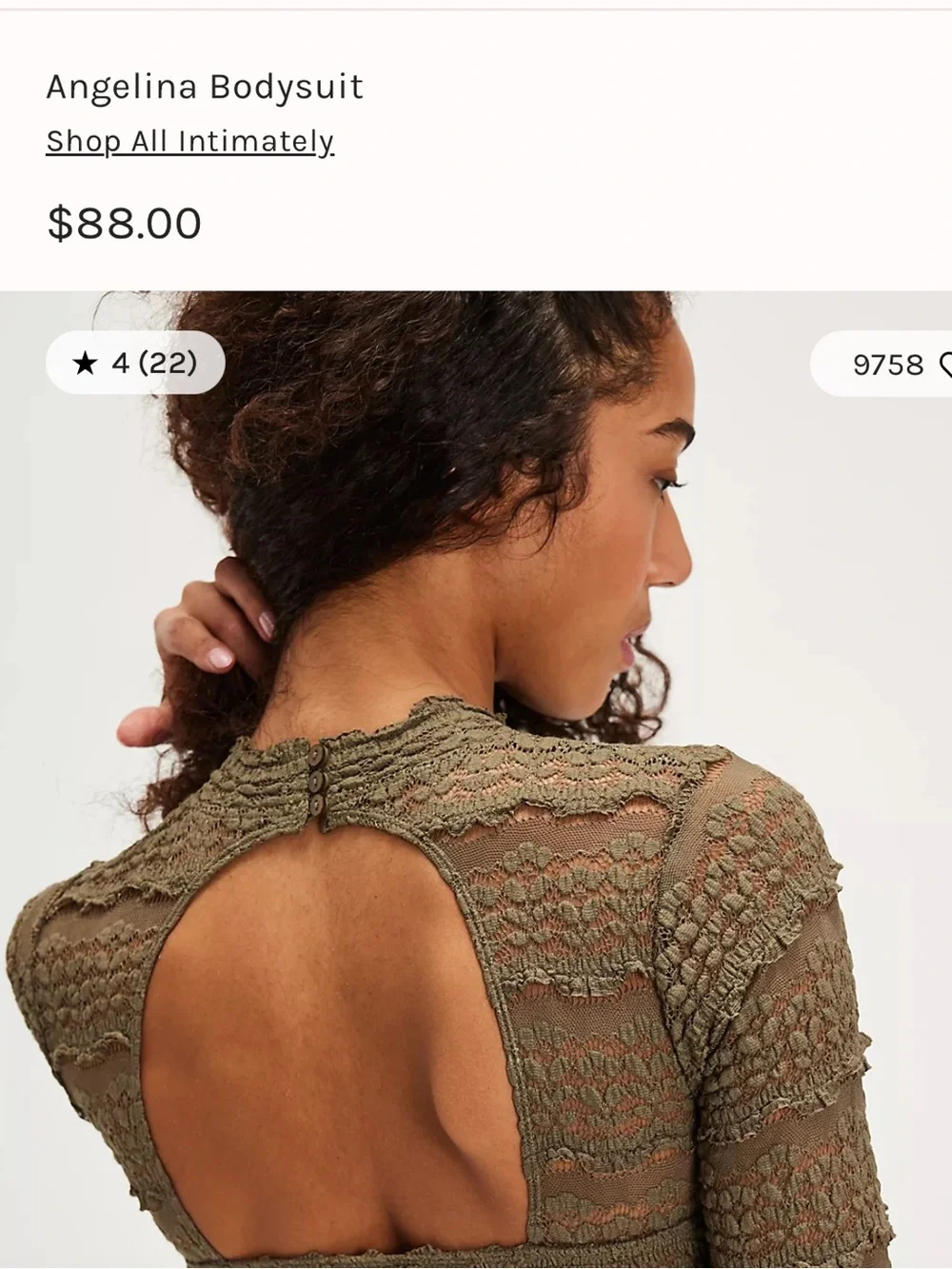 Free People Olive Green Angelina Lace Bodysuit